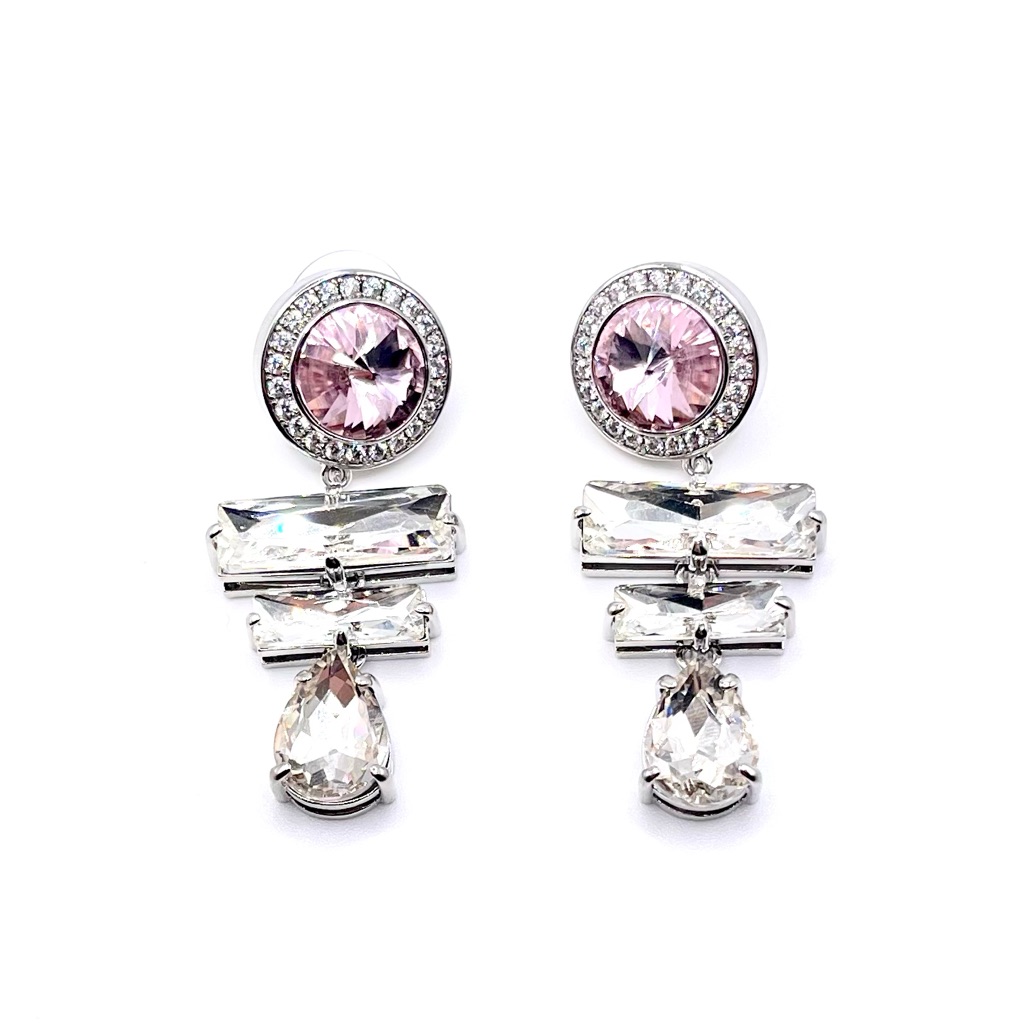 Rare Miu Miu Pink Swarovski Crystal Post-Back Earrings 258$